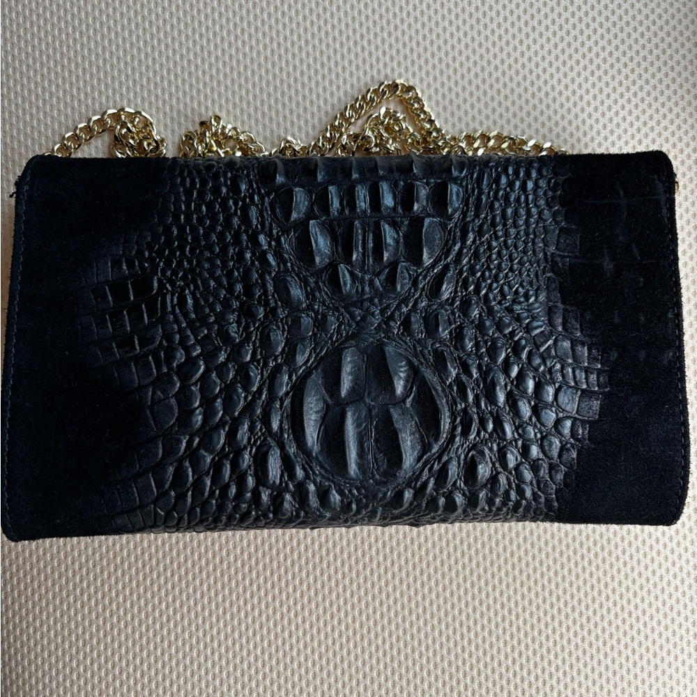 House of Harlow. Elegant Black Crocodile Pattern Clutch